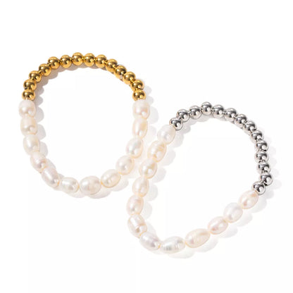 Margaux Freshwater Pearl Bracelet in gold and silver with stainless steel