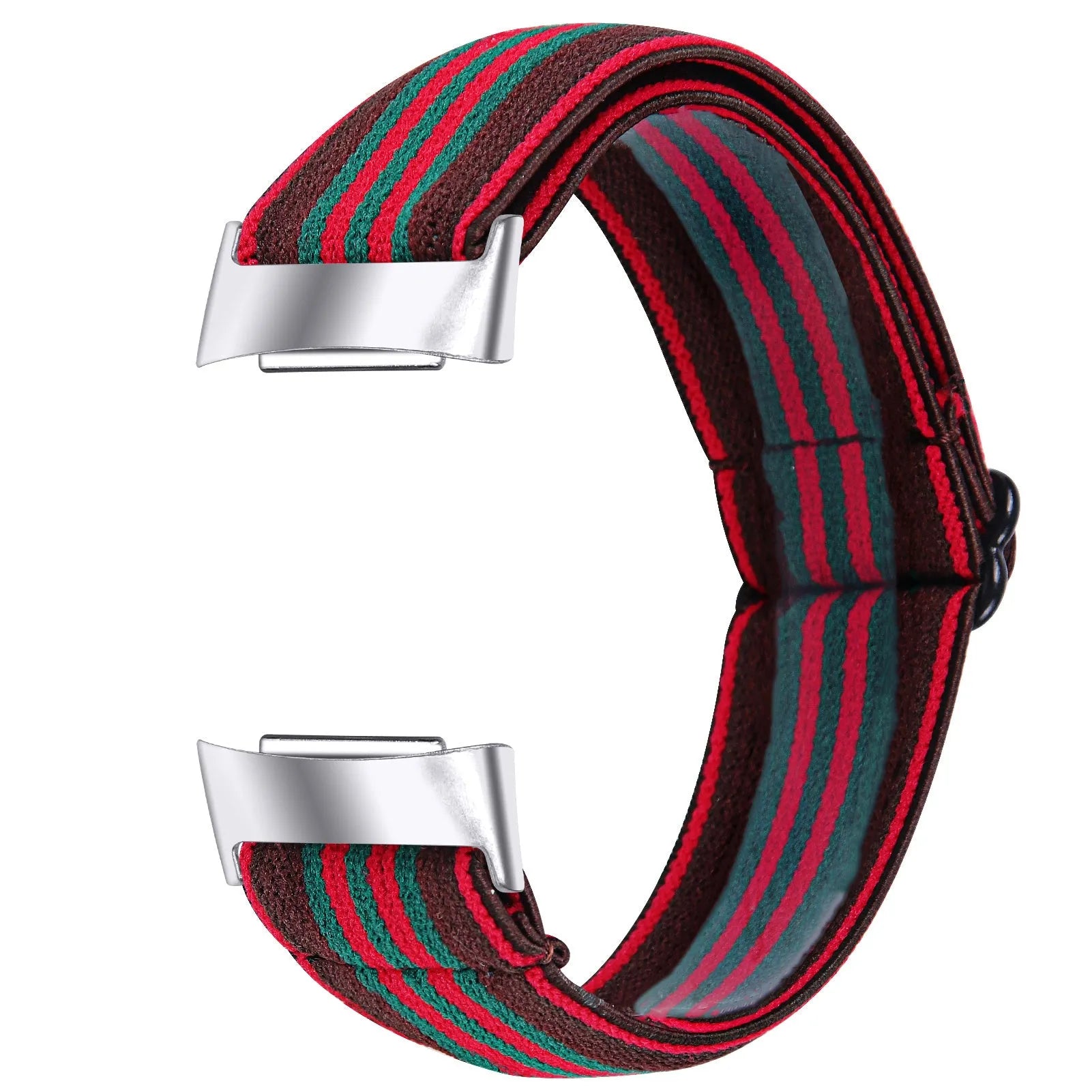 Printed elastic watch strap for Fitbit Charge 6 with adjustable sizing and multiple colour options