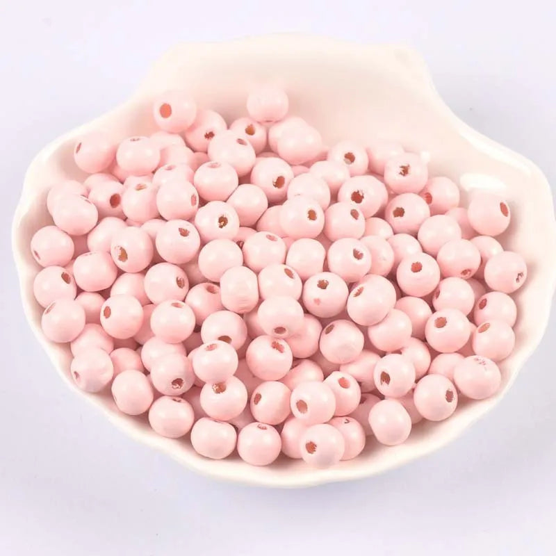 100 round wooden beads in 6mm to 12mm sizes, lotus wood with dyed surface for DIY crafts