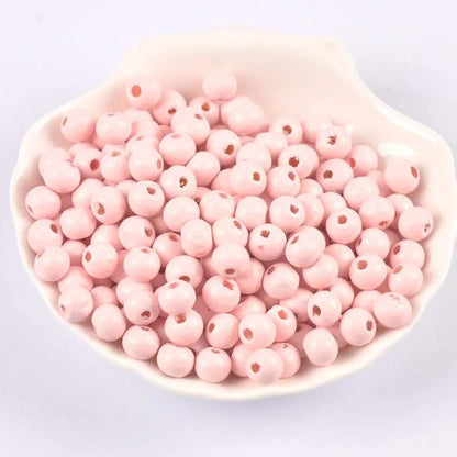 100 round wooden beads in 6mm to 12mm sizes, lotus wood with dyed surface for DIY crafts