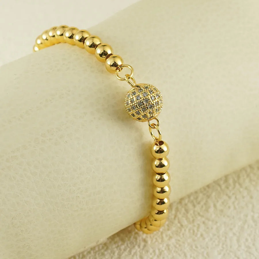 Women's copper bracelet with heart-shaped design and zircon stones, electroplated finish