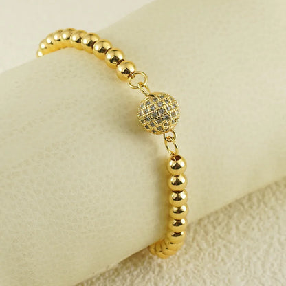Women's copper bracelet with heart-shaped design and zircon stones, electroplated finish