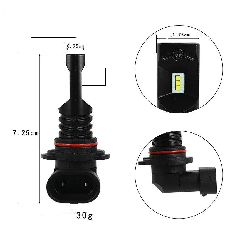 9005/9006 CSP LED automotive fog light bulb with aviation aluminium housing and six white LEDs