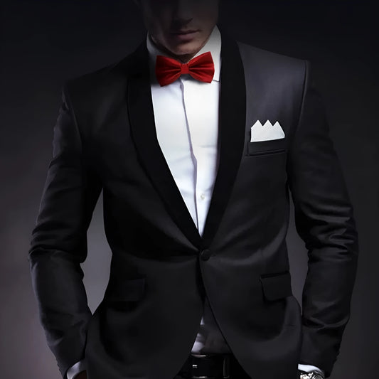 Flat-head self-tie bow tie in a wine red colour, showing its 12cm width and 6cm height dimensions.
