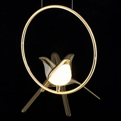 Modern minimalist magpie bird chandelier with zinc alloy and acrylic construction, 35cm length, 150cm height
