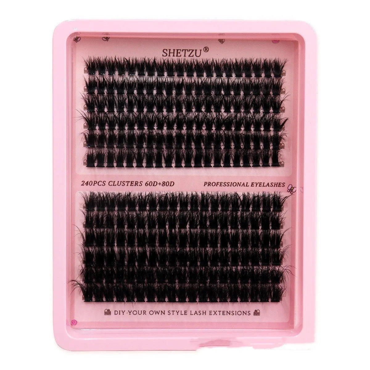 Thick DIY segmented false eyelashes in 10mm to 14mm lengths, 60D and 80D, cross style feather model
