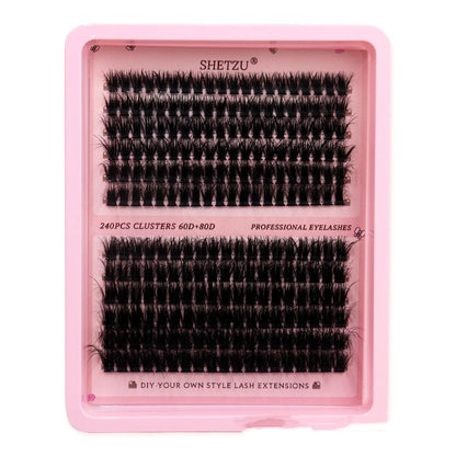 Thick DIY segmented false eyelashes in 10mm to 14mm lengths, 60D and 80D, cross style feather model