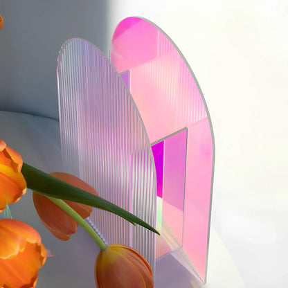 Nordic minimalist acrylic vase with polished corrugated surface, 20cm height