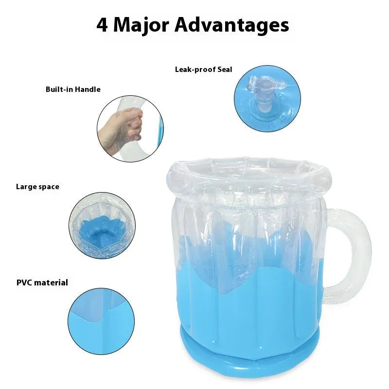 Bright yellow inflatable PVC ice bucket for portable drink cooling at parties and outdoors.