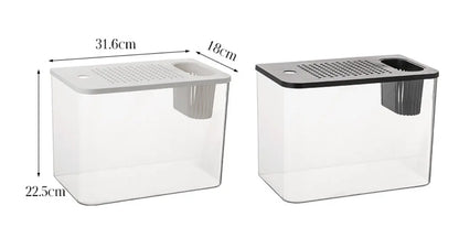 Black ecological betta tank with cover measuring 32cm length, 18.5cm width, and 23cm height