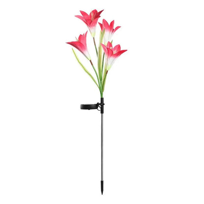 Colour-changing solar-powered flower-shaped lawn lamp for outdoor garden lighting