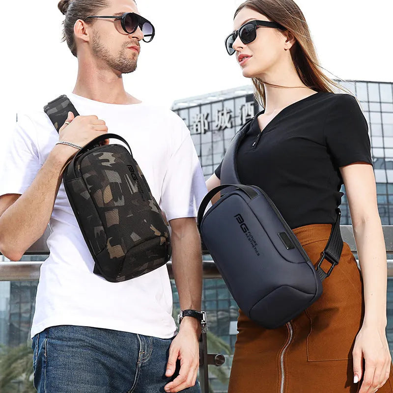 Men's Oxford cloth USB shoulder bag for business travel with polyester lining
