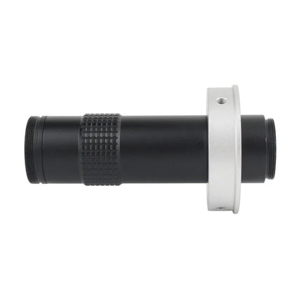 Black industrial camera monocular lens with 130x magnification and 60-300mm working distance