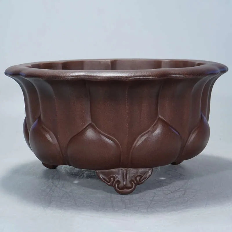 Square purple sand succulent pot with antique finish measuring 37x37x20cm showing breathable ceramic construction