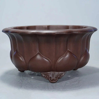 Square purple sand succulent pot with antique finish measuring 37x37x20cm showing breathable ceramic construction