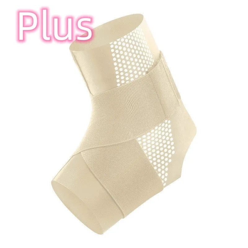 Lycra cloth ankle support brace for adults in black and skin colour, sizes L to XXL.