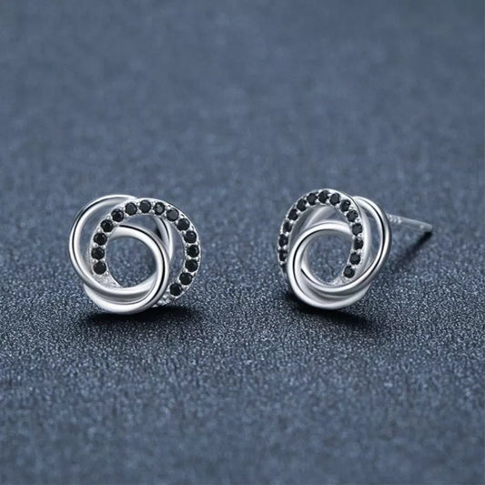 Dignified Hollow Multi-circle Zircon Design Earrings for Women in Black