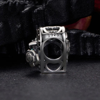 925 silver rose bead charm, 1.1cm by 1.2cm with 0.45cm aperture, dark style DIY jewellery bead