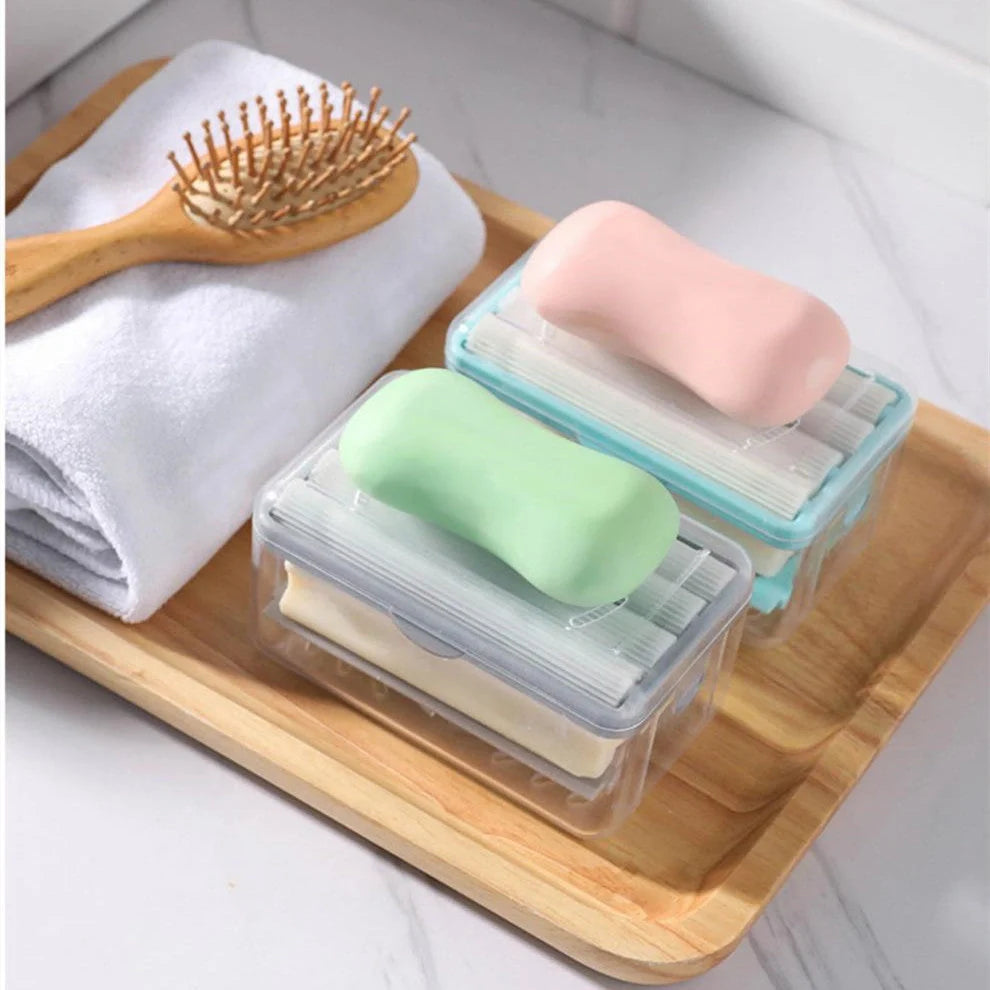 Roller type soap dish holder in light luxury colors with drain holes for bathroom storage