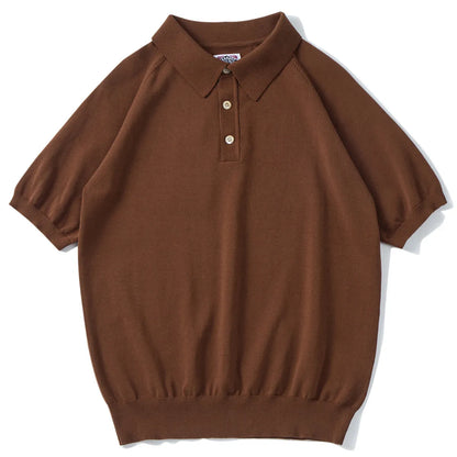 Retro knitted cotton short-sleeved t-shirt in slim fit showing multiple colour options