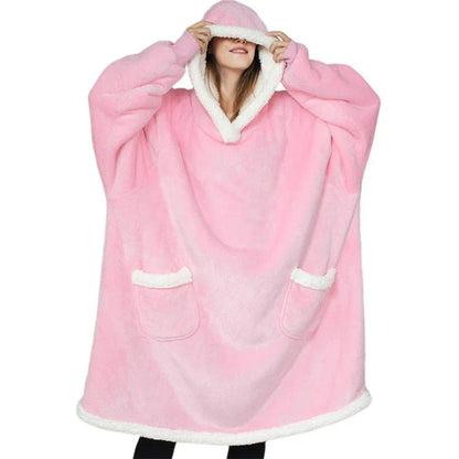 Cozy TV Blanket Hoodie in a variety of colors, featuring a plush polyester design with a front pocket and adjustable drawstring hood