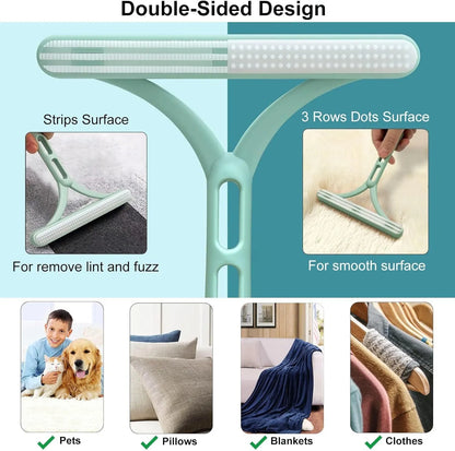 3 pack pet hair remover set with metal, silicone, and round heads for removing dog and cat hair from clothes, sofas, and cars