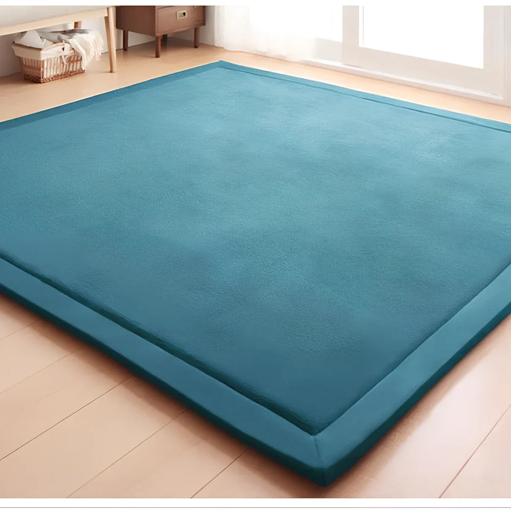 Thick coral velvet tatami mat with 2-3cm pile height for baby crawling protection on floors