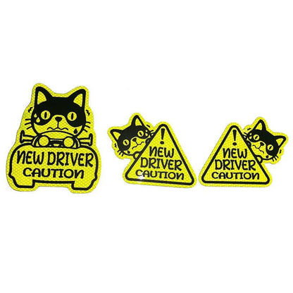 Three magnetic reflective stickers with cat, panda, and duck designs for waterproof outdoor applications