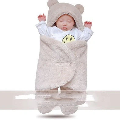 Baby Hold newborn swaddle sleeping bag with lamb wool fabric in blue colour option