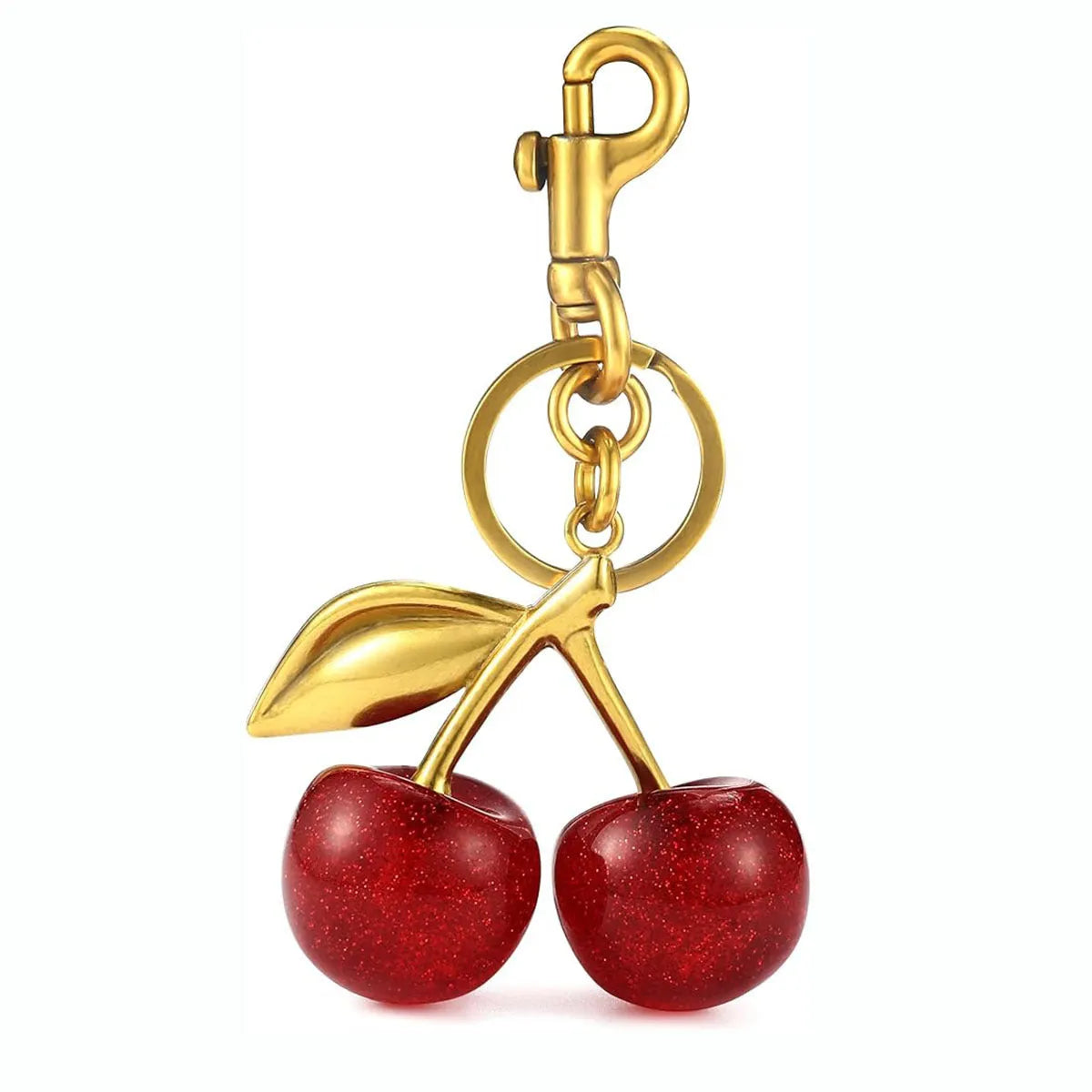 Zinc alloy key ring pendant charm in red or pink with three-dimensional design.