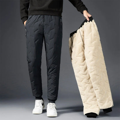 Men's winter velvet fleece jogging pants with zip pocket in various colors and sizes