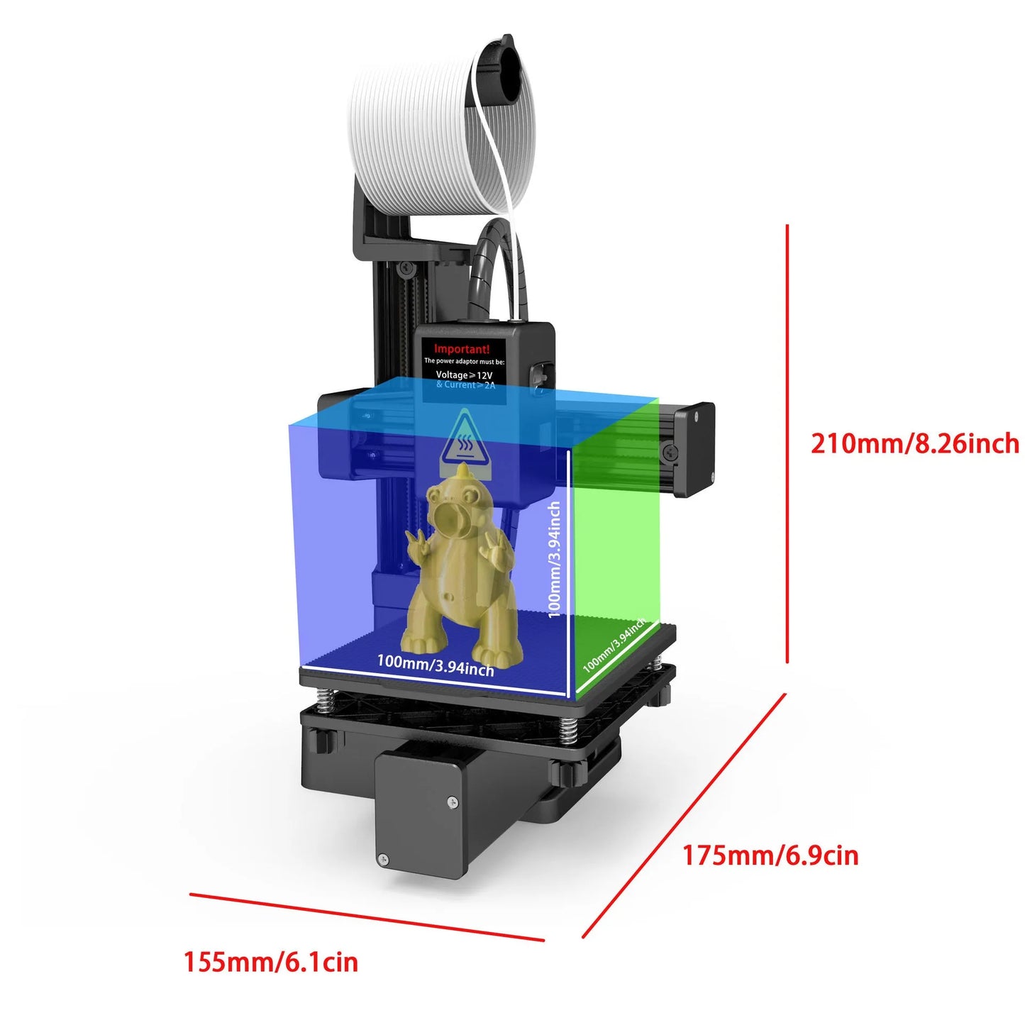 White EasyThreed K10 3D printer on a desktop with power cord and instruction manual