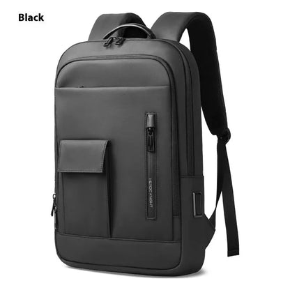 Men's lightweight Oxford cloth backpack in dark grey, olive green, blue or black for business travel and commuting