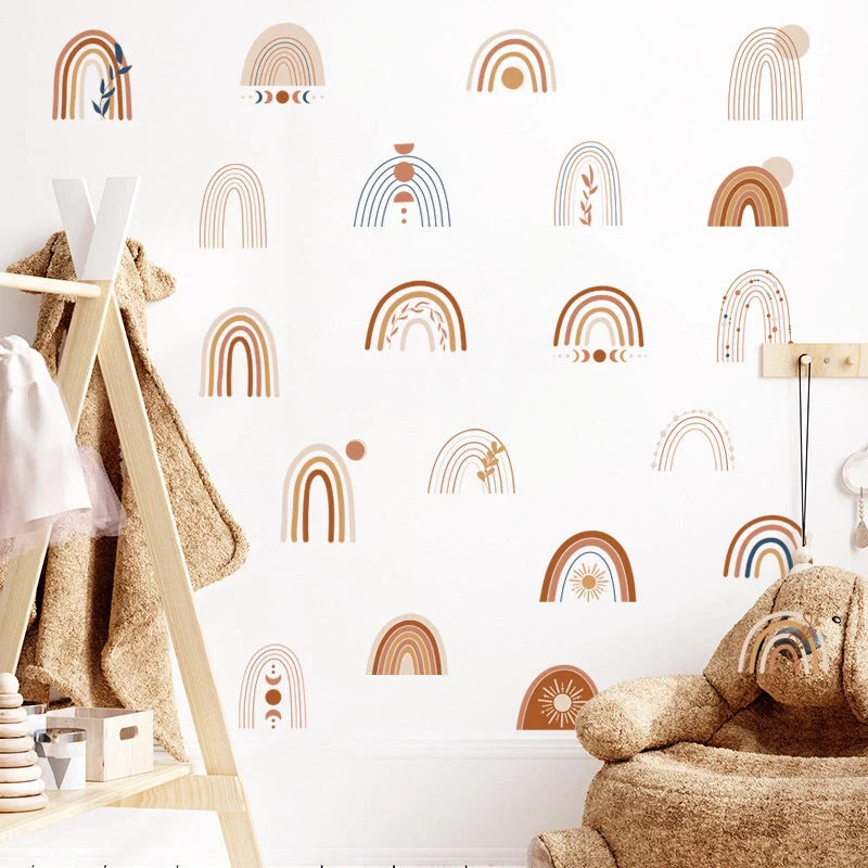 Colorful cartoon-themed waterproof wall stickers for kids' rooms