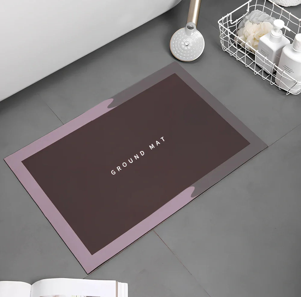 Diatom mud bathroom mat 400x600mm with natural grey colour and non-slip backing