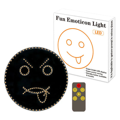 Black car rear window LED expression light showing smiley face with remote control