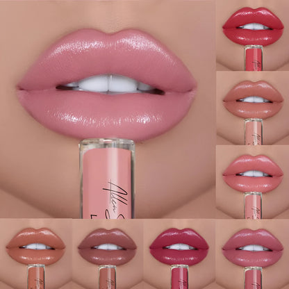 Silky cream texture lip gloss tube in various colour options from single to 12-piece set.