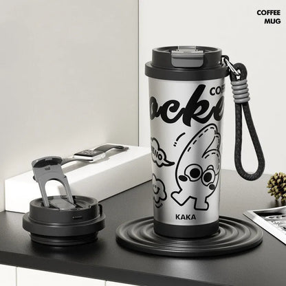 A creative-design vacuum insulated water bottle in one of four colours, showing a 500ml capacity.