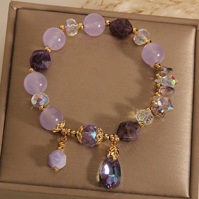 Retro lavender purple crystal water drop bracelet for children with colourful decorative elements