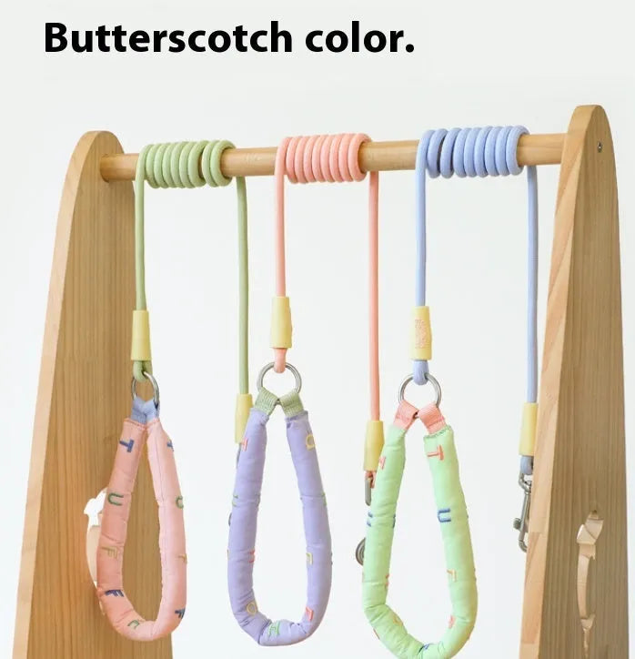 Polyester dog leash 150cm long in pink green purple or raspberry powder with hand holding rope