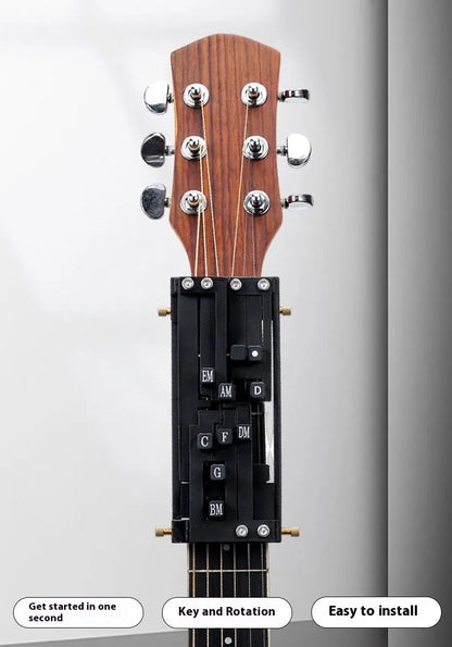 Black chord practice device for guitar beginners showing double chord design for transition practice