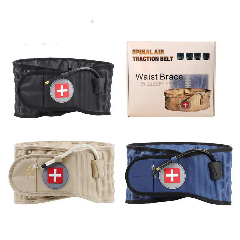 Inflatable Lumbar Traction Belt designed for back pain relief, featuring an adjustable inflation system and durable construction for personalized support and comfort.