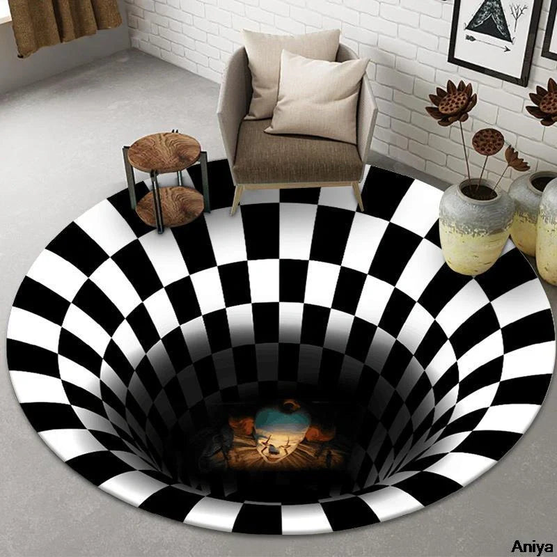 3D Geometric Stereoscopic Illusion Floor Mat for Pets in vibrant colors