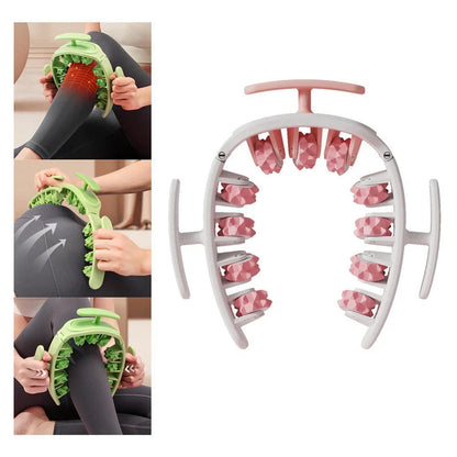 Detachable 11-wheel manual massager in white pink, white green, or green for full body muscle relief