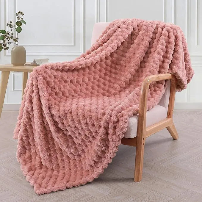 Children's soft plaid blanket in polyester fabric showing colour and size options