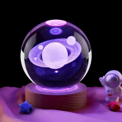 Moon small night lamp with crystal ball and USB base in celestial design theme