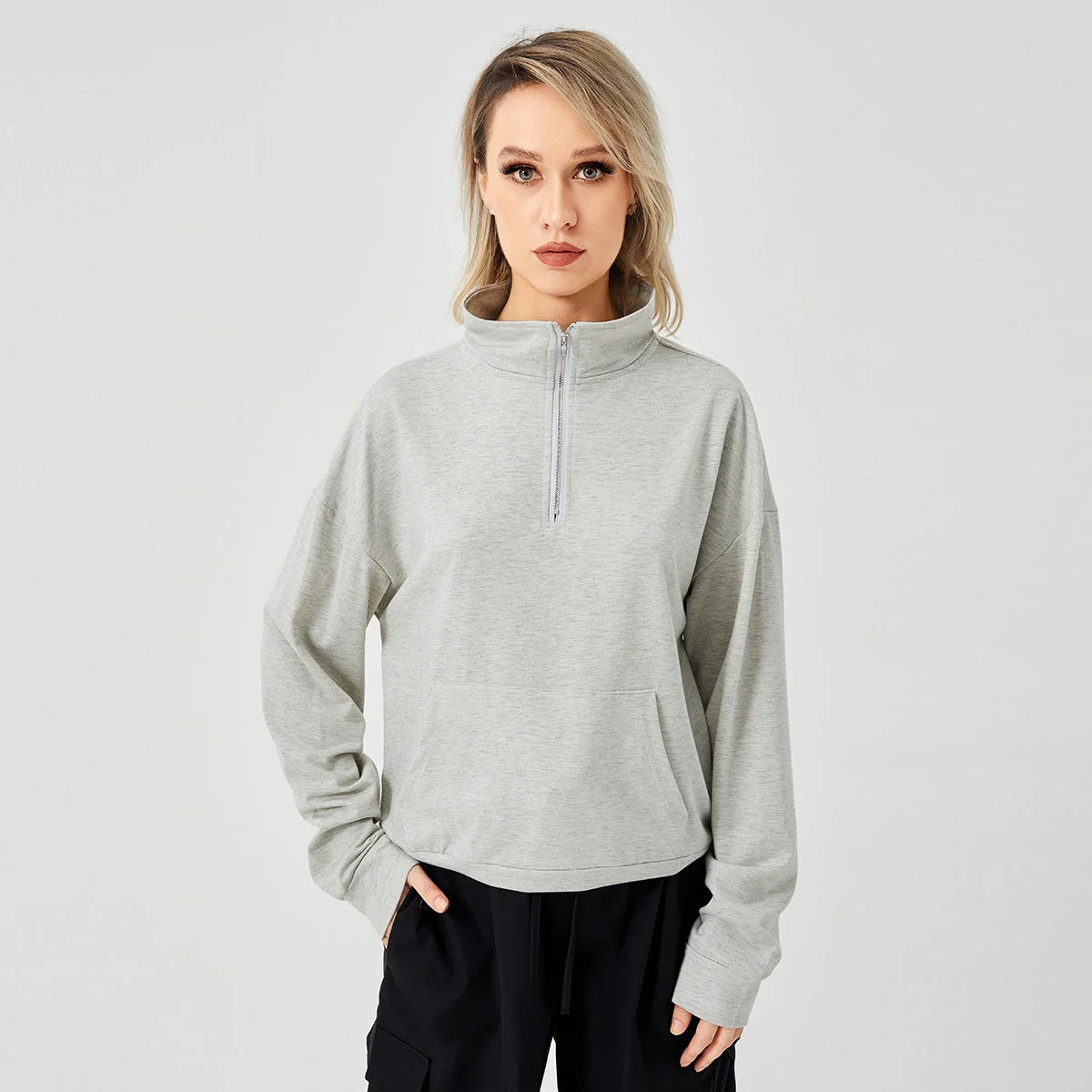 Cozy women's pullover sweatshirt in various colors for stylish and comfortable casual wear.