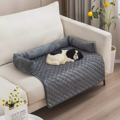 Curved design pet sofa bed for large dogs with removable plush cushion