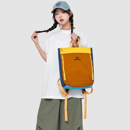 Women's nylon casual backpack 20-35L with airpillow straps, solid colour, available in three colour combos