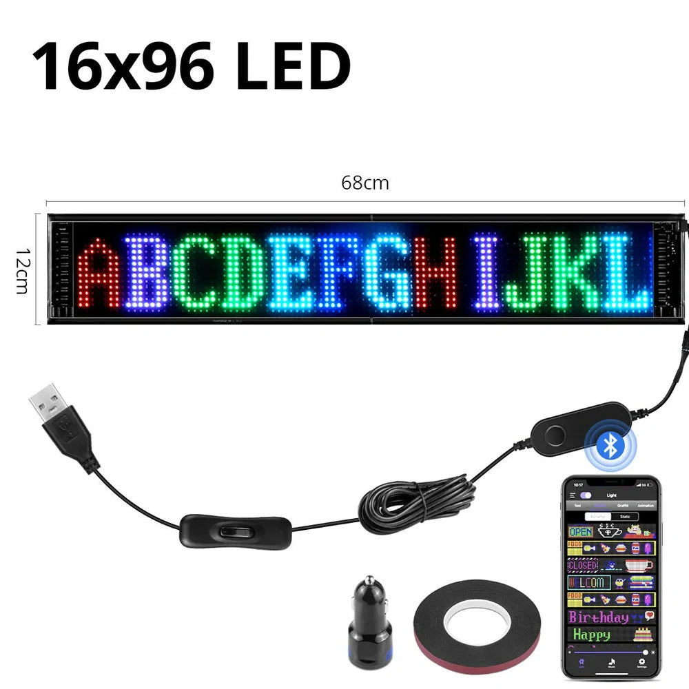 USB programmable LED pixel matrix soft screen displaying custom graphics with 16×192 resolution